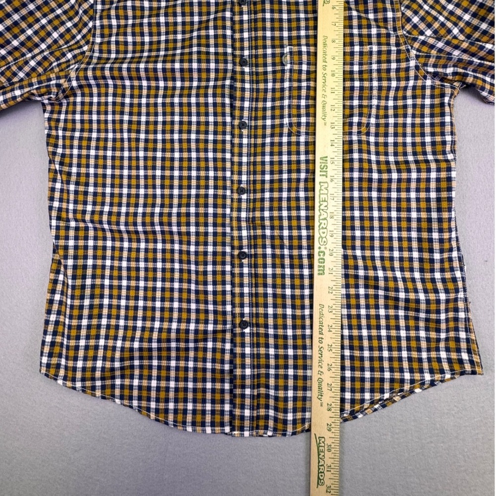 Pacific Outfitters Mens‎ Large Plaid Button Down Shirt Mustard Navy Yellow L - Picture 4 of 9